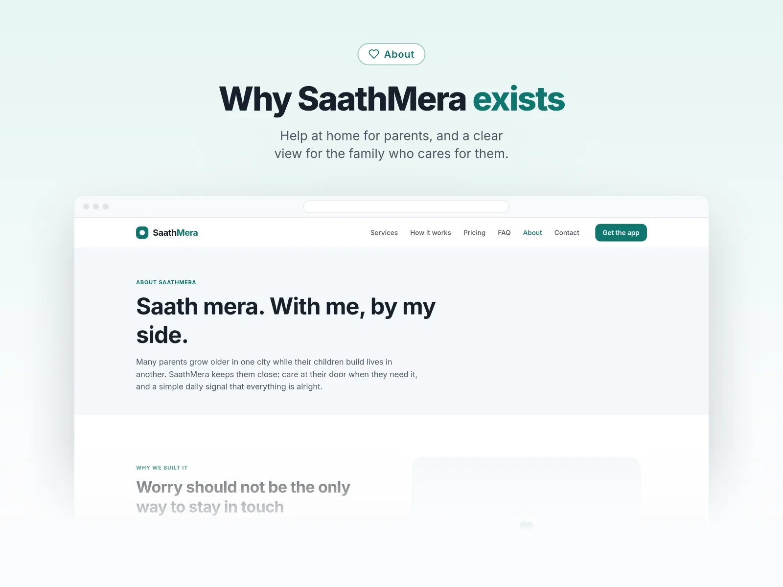 SaathMera about page explaining why the service exists