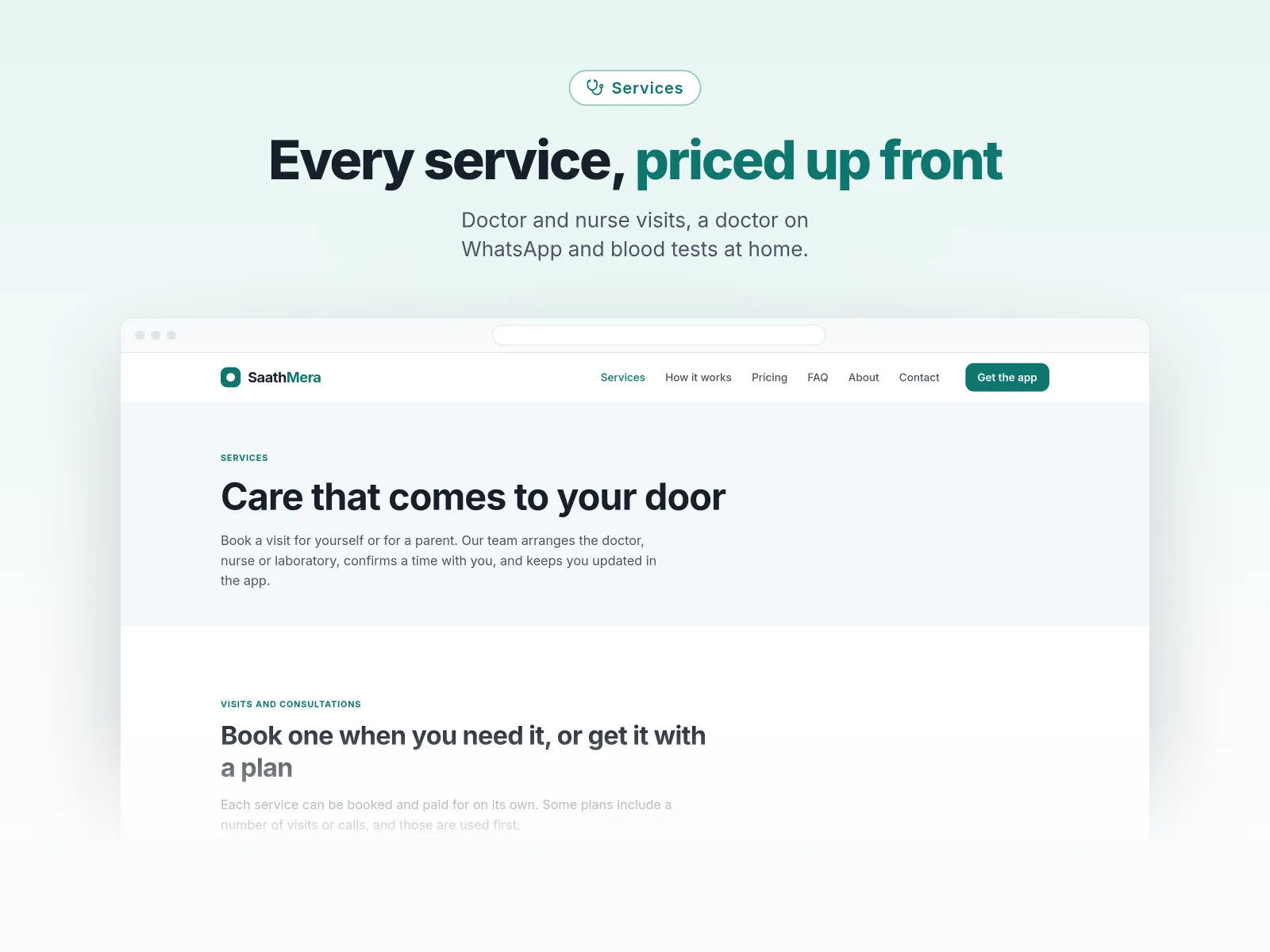 SaathMera services page with every service priced up front