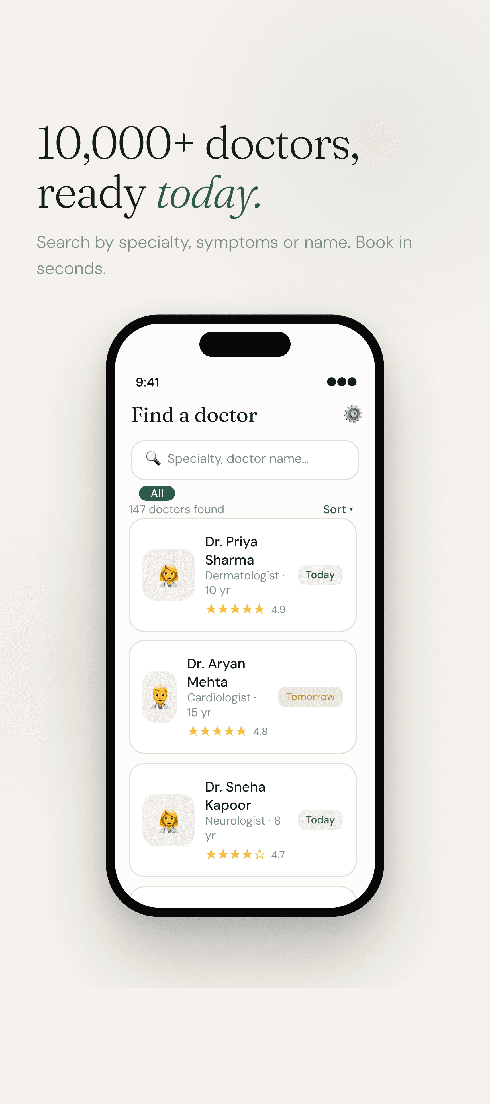 Find Doctors Screen