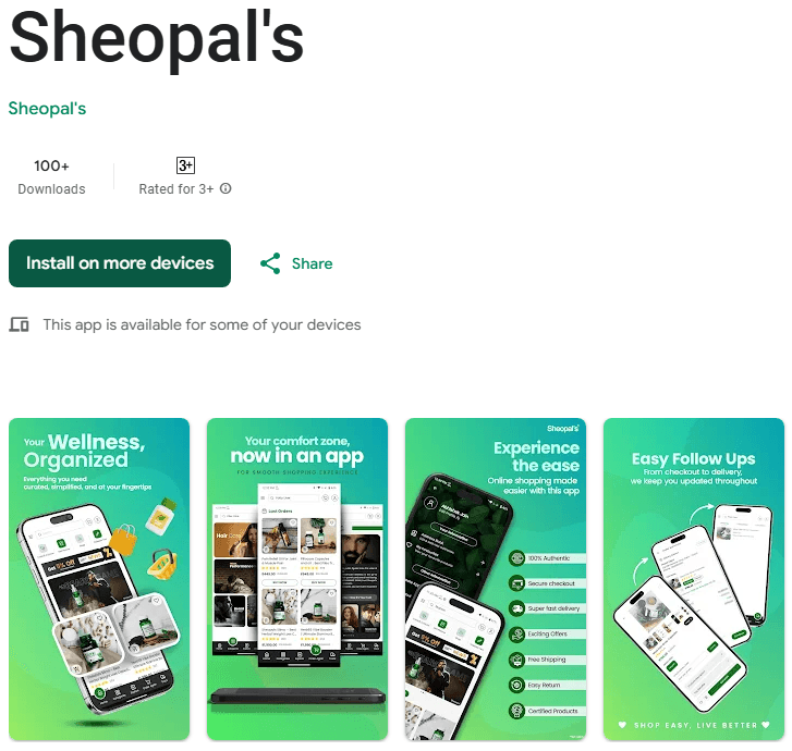 Sheopal's Android App Main Screen